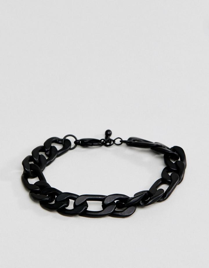 Asos Design Mid Weight Chain Bracelet In Matte Black - Black