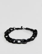 Asos Design Mid Weight Chain Bracelet In Matte Black - Black