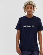 Carhartt Wip Script T-shirt In Navy - Navy