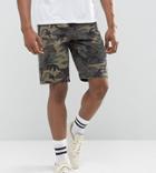 Asos Tall Slim Chino Shorts With Camo Print - Green