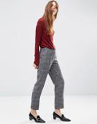 Asos Cigarette Pant In Texture With Belt - Salt And Pepper