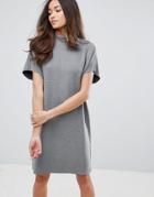 Selected Luisa High Neck Cocoon Dress - Gray