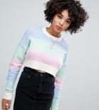 Missguided Stripe Crop Sweater In Pastel - Pink