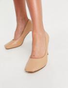 Truffle Collection Heeled Shoes With Square Toe In Beige-neutral