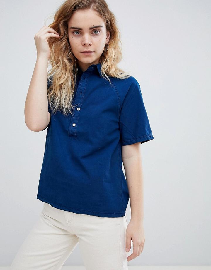 Bethnals Alex Raglan Short Sleeved Shirt - Blue