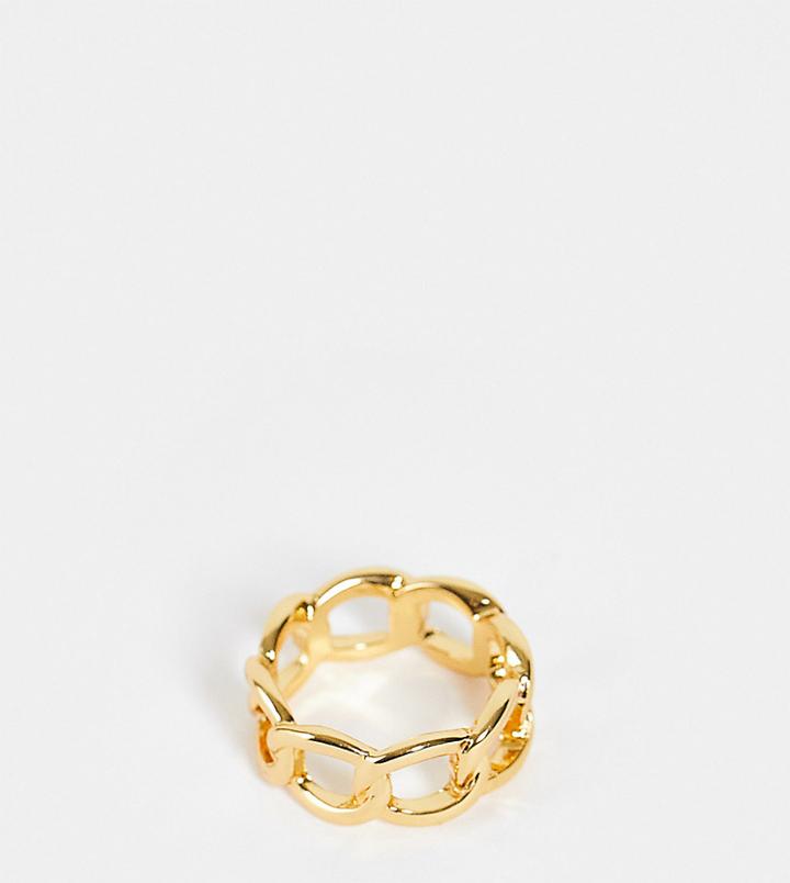 Asos Design 14k Gold Plated Ring In Chain Design