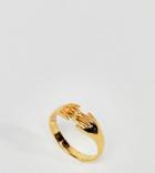 Asos Design Ring In Gold Plated Sterling Silver In Vintage Style Hand Design - Gold