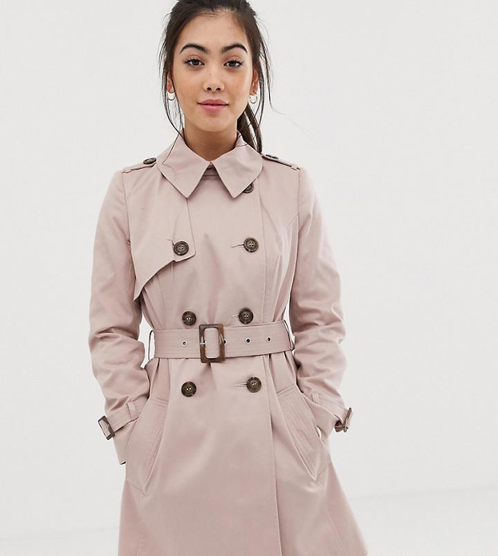 Asos Design Petite Trench Coat-pink