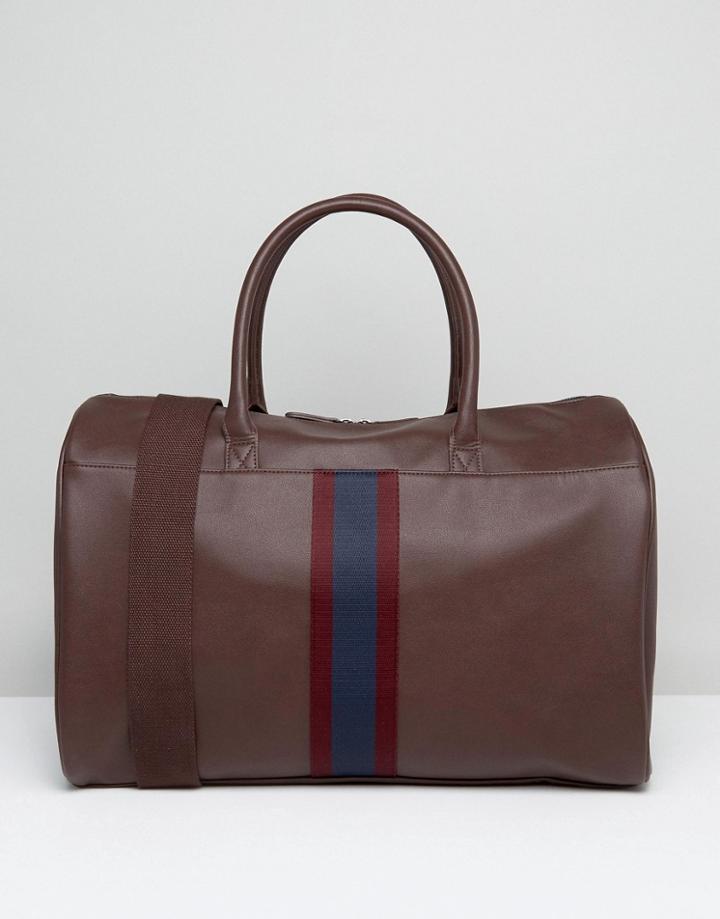 Asos Carryall In Brown With Taping Design To Front - Brown
