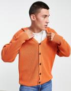 Topman Oversized Knitted Cardigan In Orange