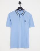 Fred Perry Striped Collar Polo Shirt In Blue