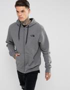 The North Face Open Gate Zipthru Hoodie Small Logo In Gray Marl - Gray