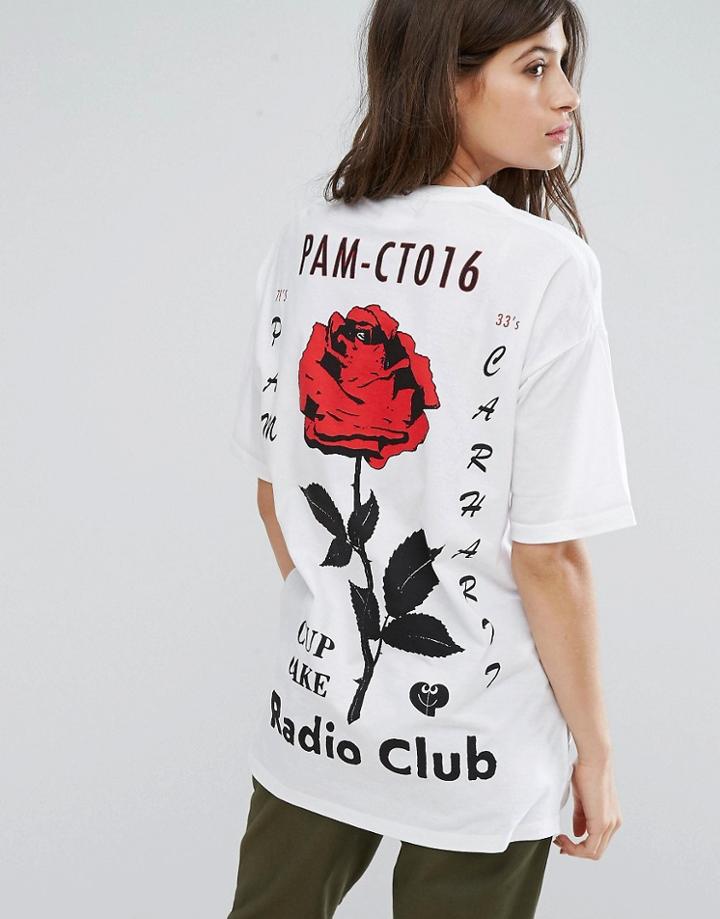 Carhartt Wip Radio Club Boyfriend T-shirt With Rose Print - White