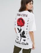 Carhartt Wip Radio Club Boyfriend T-shirt With Rose Print - White