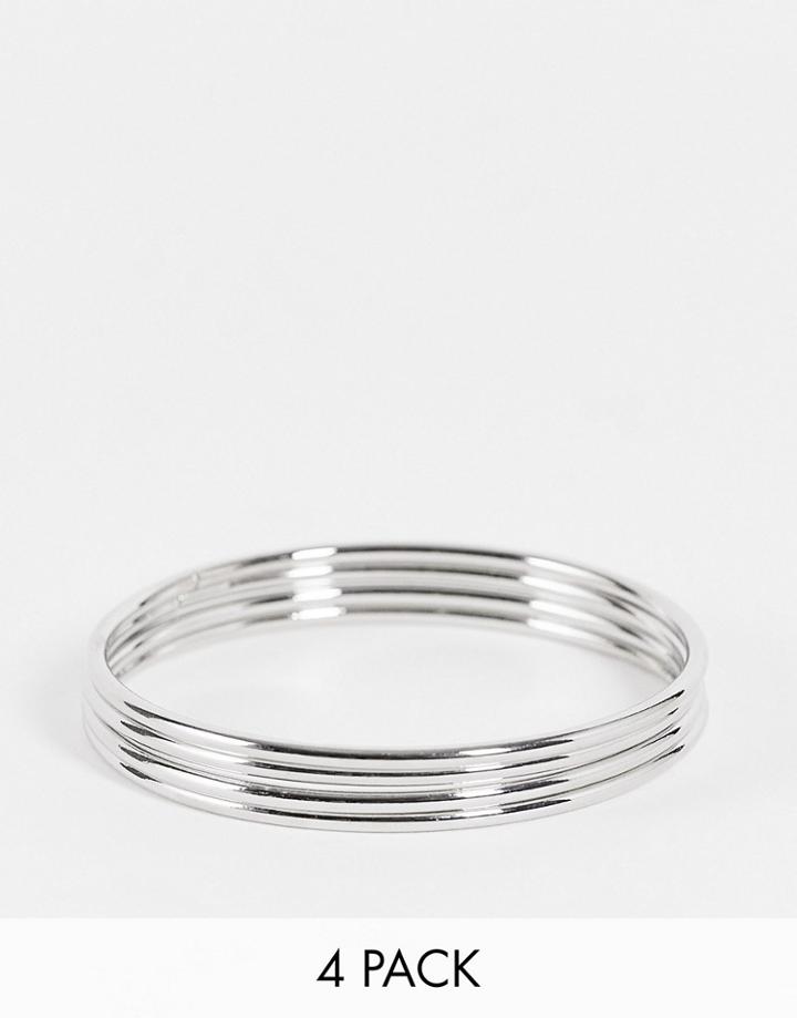 Designb London Bracelet Stacking Multipack X 4 In Silver