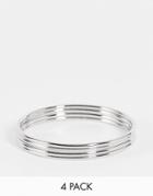 Designb London Bracelet Stacking Multipack X 4 In Silver