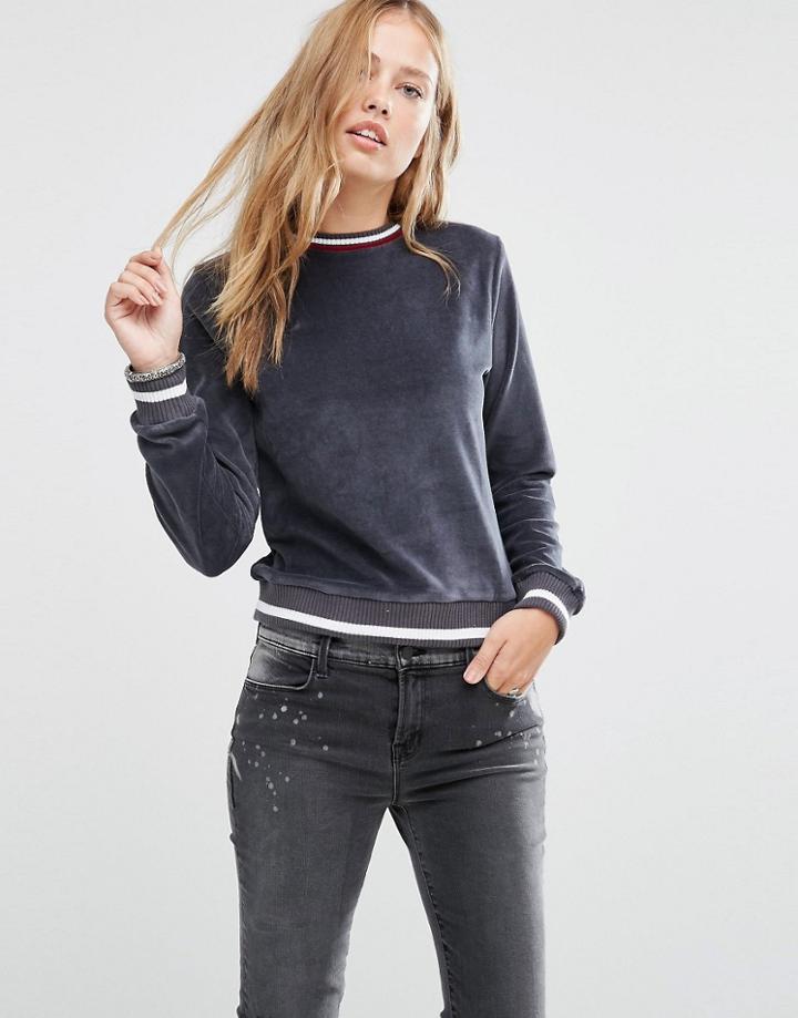 Brave Soul Velour Sweatshirt - Gray
