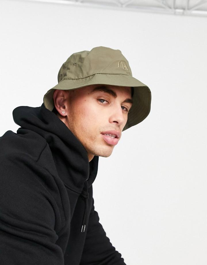 Selected Homme Bucket Hat In Nylon Ecru-neutral