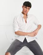 Selected Homme Organic Cotton Blend Slim Fit Linen Shirt In White