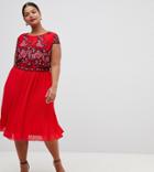 Lovedrobe Mesh Overlayer Pleated Dress - Red