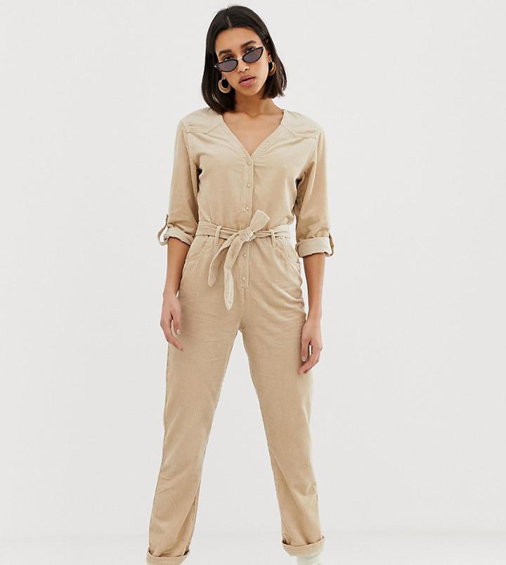 Mango Cord Jumpsuit In Beige