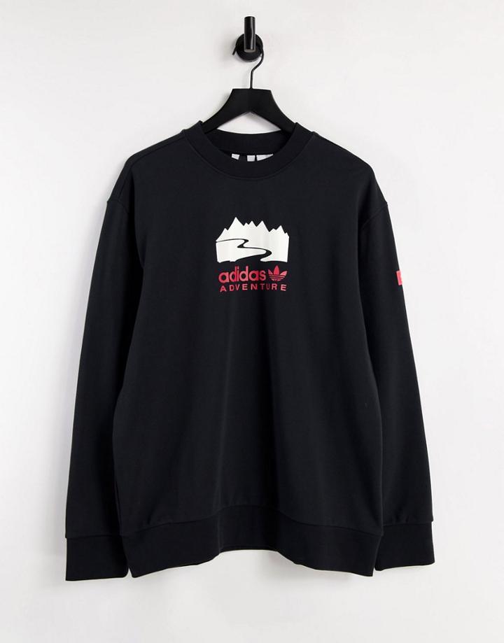 Adidas Originals Adventure Logo Sweatshirt In Black-white
