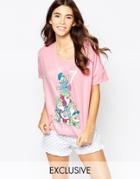 Missimo Disney You Have Seven Friend Requests Short Pyjama Set - Pink