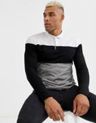 Asos Design Long Sleeve Polo Shirt With Color Block In Interest Fabric-white