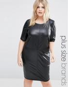 Junarose Faux Leather Shift Dress - Black