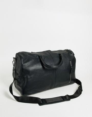 Bolongaro Trevor Malcom Leather Weekend Carry-all Bag-black