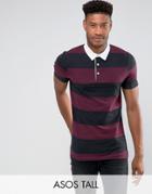 Asos Tall Muscle Block Stripe Rugby Polo - Multi