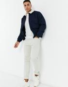New Look Harrington Jacket With Shearling Collar-navy