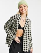 Heartbreak Oversized Blazer In Beige Check - Part Of A Set-multi