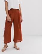 Asos Design Textured Culotte With Button Details-orange