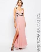True Decadence Tall Grecian Style Maxi Dress In Pleat Fabric - Blush