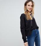 Asos Tall Off Shoulder Boxy Sweatshirt With Split Back - Black
