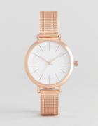 Asos Curve Sleek Rose Gold Mesh Watch - Copper