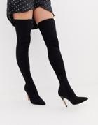 Asos Design Kally Knitted Over The Knee Boots - Black
