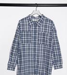 In The Style Plus X Megan Mckenna Longline Shirt In Blue Plaid Print