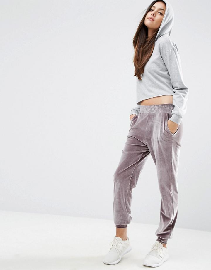 Asos Velvet Joggers - Gray