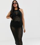 Asos Design Curve Crochet Maxi Dress - Black