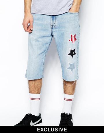 Reclaimed Vintage Denim Shorts With American Stars
