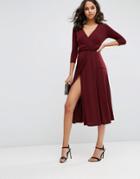Asos Wrap Maxi Dress In Jersey Crepe - Oxblood