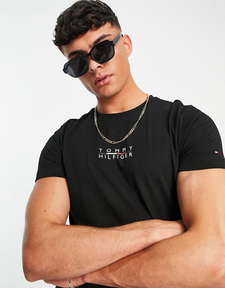 Tommy Hilfiger Central Square Logo T-shirt In Black