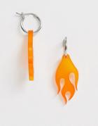 Asos Design Flame Resin Earrings In Orange - Orange