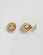 Asos Mini Triangle & Ball Through Earrings - Gold