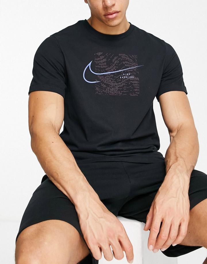 Nike Running Dri-fit Run Division Logo T-shirt In Black