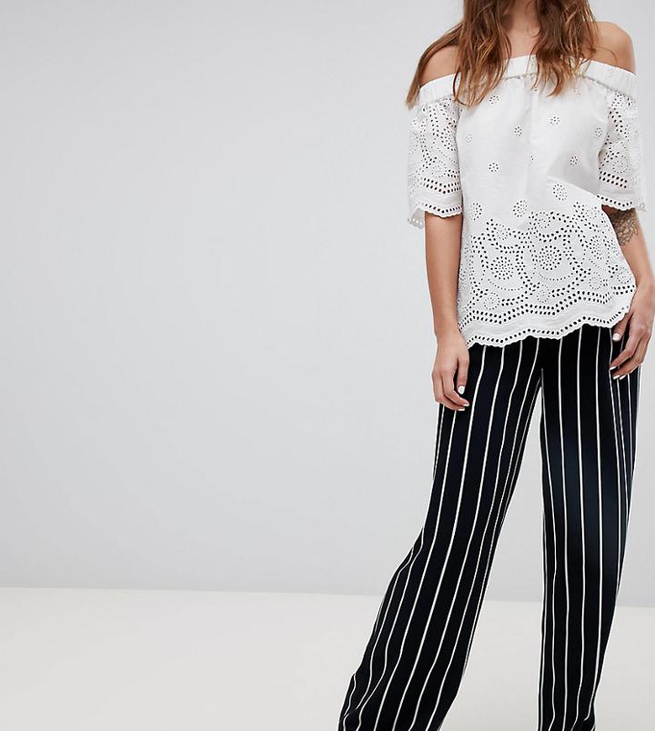 Esprit Stripe Wide Leg Pants-navy