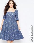 Asos Curve Wedding Prom Dress In Lace - Blue
