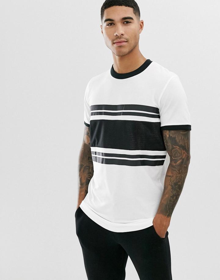 Jack & Jones Originals T-shirt With Panel Detail In White And Black